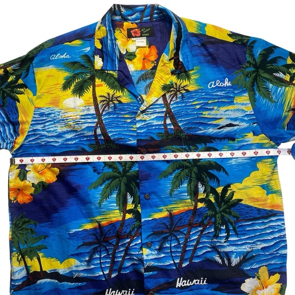 Ali's Hawaiian Shirt XL – Blue Tropical Aloha Button Down Vintage Style - Picture 6 of 8